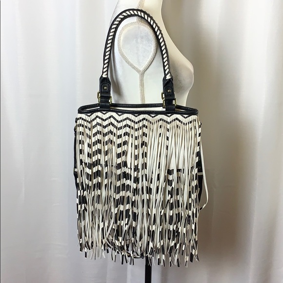 Steve Madden Handbags - Steve Madden Black and White Fringe Purse